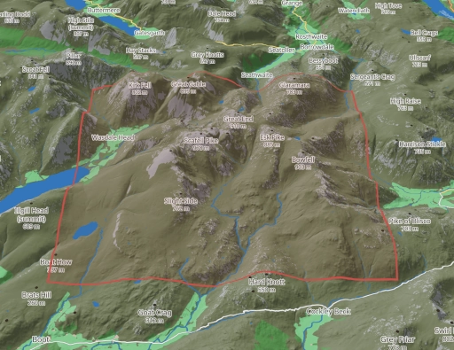 The shop page with the red print box over the Lake District